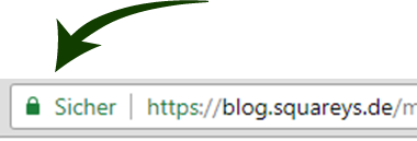 Browser marking blog.squareys.de as safe.